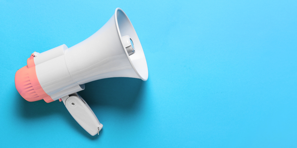 Blue background with megaphone